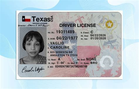 Texas Drivers License Template