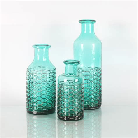 Turquoise Clear Decorative Glass Bottle Vases Cheap Bud Vases Bulk – ZhaohaiChina