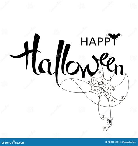 Happy Halloween Banner on a White Background. Vector Lettering W Stock Vector - Illustration of ...