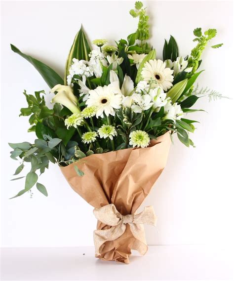 White & Green Wrapped Flowers | Rochester NY Delivery