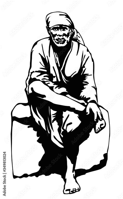 Vector illustration of Sai Baba of Shirdi Silhouette, Indian spiritual ...