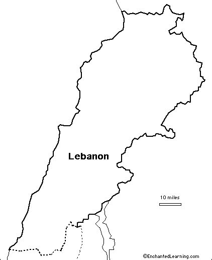 Outline Map Lebanon - EnchantedLearning.com