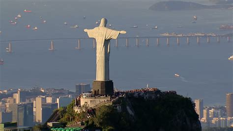 Aerial View Of Christ The Redemeer Statue And Guanabara Bay, Rio De ...