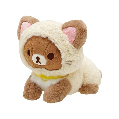 Plush Neko Neko Hiza Nori Chairoikoguma Rilakkuma Neko Neko No Yu - Meccha Japan