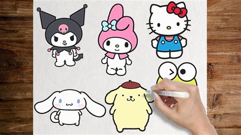 How to draw Sanrio Characters | Hello Kitty, Kuromi, My Melody, Pompompurin, Cinnamoroll ...