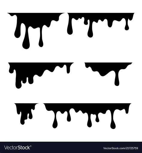 Paint dripping. Current drops. Black stains on a white background. Vector illustration. Download ...