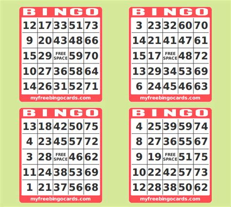 Downloadable Free Printable Bingo Cards With Numbers