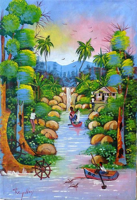 Haitian art art of haiti haitian river haitian painting canvas art hand ...