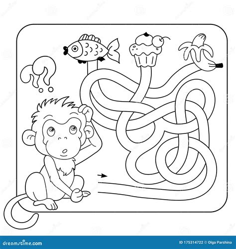 Monkey Maze Game Vector Illustration | CartoonDealer.com #61026812