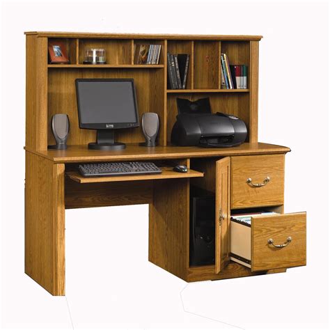 Sauder Orchard Hills 401354 Single Pedestal Desk & Hutch | Corner Furniture | Desk & Hutch Sets