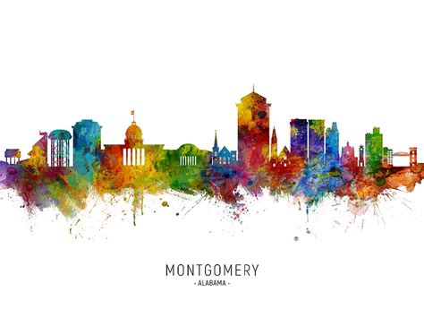 Montgomery Alabama Skyline Digital Art by Michael Tompsett