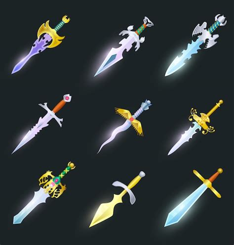 Magic swords isolated set | Premium Vector