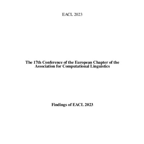 Findings of the Association for Computational Linguistics: EACL 2023 - ACL Anthology