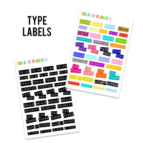 TYPE LABELS — Tori Artis Planners