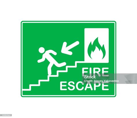 Fire Exit Flat Green Fire Exit Sign Vector Illustration Stock Illustration - Download Image Now ...