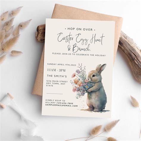 Easter Egg Hunt Invitation Template, Easter Brunch Egg Hunt Invite ...