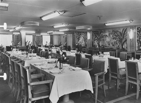 The Second Class Salle a Manger (Dining Room) of the steamship Antilles of Compagnie Générale ...
