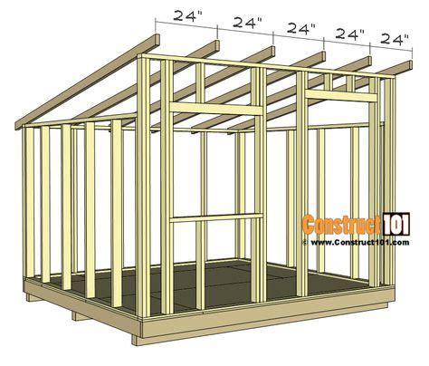 10x10 Lean To Shed Plans - Construct101 | Lean to shed plans, Wood shed plans, Building a shed