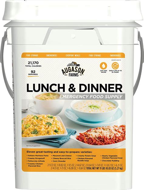 Stock Up with Style: Augason Farms Lunch and Dinner Variety Pail for Your Emergency Food Needs ...