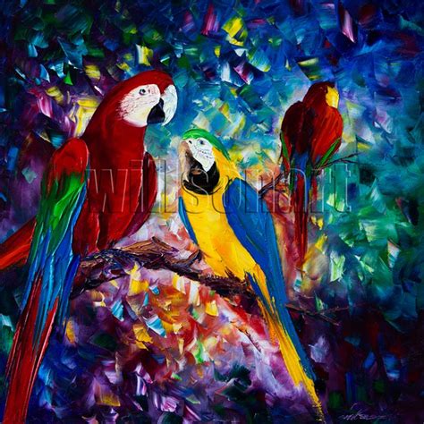 Parrot Portrait Original Animal Oil Painting Textured Palette Knife Modern Art 24X24 – Original ...