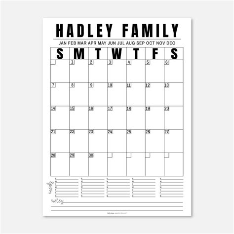 Large Wall Calendar Printable | Hadley Designs | Reviews on Judge.me