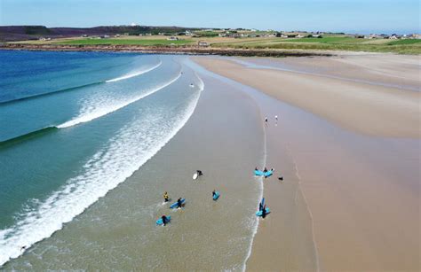 Surf lesson at Dunnet beach, Scotland