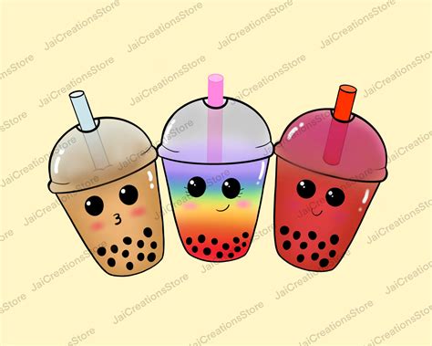 Boba Png Bundle/ Rainbow Boba/ Boba Design/ Cricut Design/ Bubble Tea ...