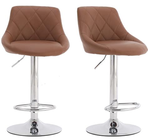 Bar Stools Set of 2,Leather Breakfast Bar Stool Swivel Gas Lift Kitchen ...