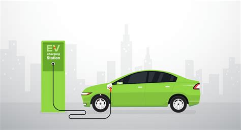 EV Electric car battery charging at station. Vector illustration ...