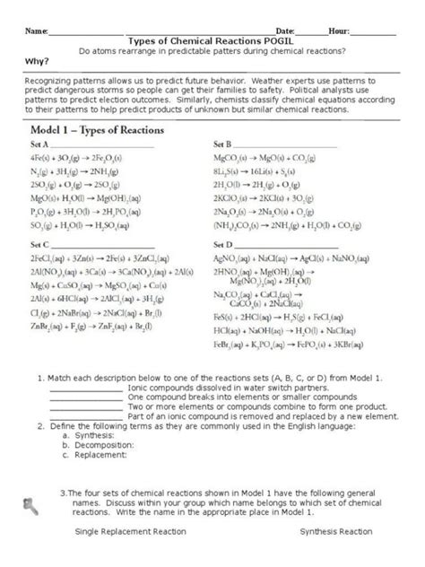 Predicting Products Of Chemical Reactions Worksheet Answers — db-excel.com