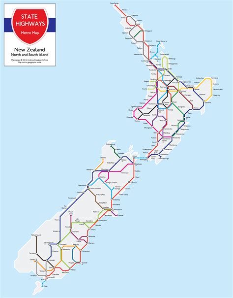 New Zealand State Highway Metro Map Print | The Map Kiwi