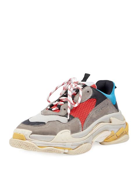 Balenciaga Men's Triple S Mesh & Leather Sneakers in Blue for Men - Lyst