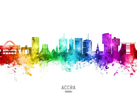 Accra Ghana Skyline #63 Digital Art by Michael Tompsett