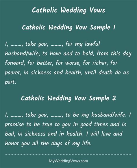 Catholic Wedding Vows