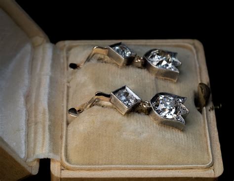 Antique Russian 2.95 Ct Old Mine Cut Diamond Earrings Ref: 724832 ...