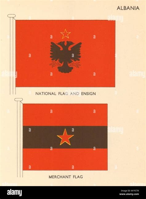 ALBANIA FLAGS. National Flag and Ensign, Merchant Flag 1955 old vintage ...