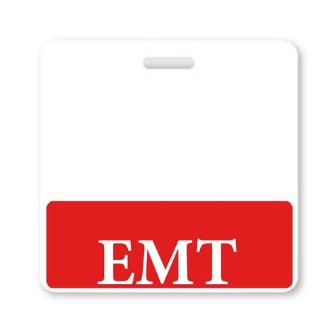 "EMT" Emergency Medical Technician, Horizontal Badge Buddy with Red ...