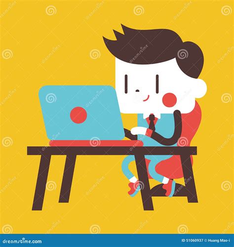 Character Illustration Design. Businessman Using Computer Cartoon,eps Stock Vector ...