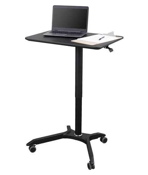 Stand Up Desk Store Pneumatic Adjustable Height Rolling Mobile Laptop Standing Desk Cart (Black ...