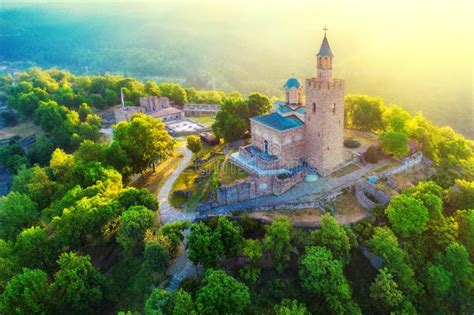 Aerial Sunrise View of Tsarevets Fortress in Veliko Tarnovo in a Stock Photo - Image of ...