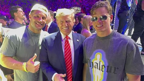 Joe Burrow, Nick Bosa pose with former President Donald Trump at UFC 299