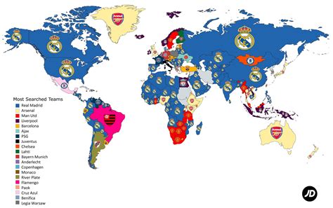 The most (Google) searched football clubs in the world. : r/soccer