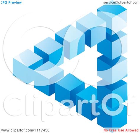 Clipart Of A 3d Blue Cubic Pyramid Optical Illusion - Royalty Free Vector Illustration by Lal ...