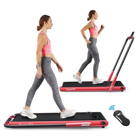 Superfit 2.25HP 2 in 1 Folding Under Desk Treadmill W/ Speaker Remote Control APP, Red - Walmart.com