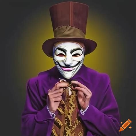 Willy wonka with an anonymous mask