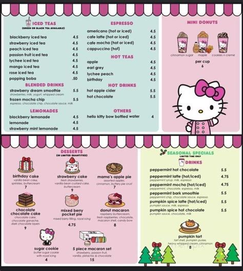 Menu of Hello Kitty Cafe in Irvine, CA 92618