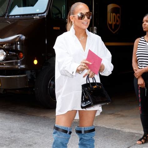 Jennifer Lopez Wears Versace Denim Boots in New York City