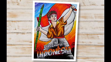 Gambar Sketsa Poster Tema Kemerdekaan Indonesia 17 Agustus 76 - Riset