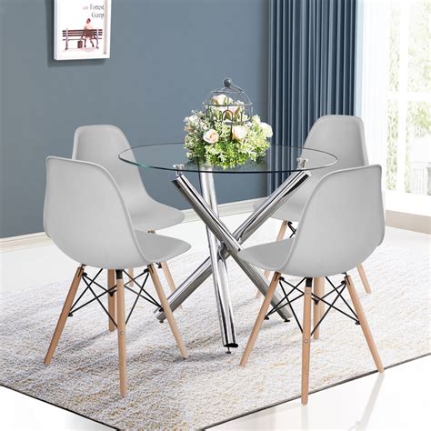 Round Dining Table For 4 Glass ~ Dining Modern Set Chairs Gloss Table ...