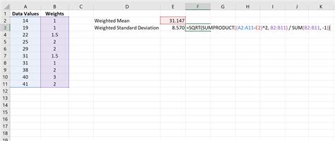 How to Calculate Weighted Standard Deviation in Excel